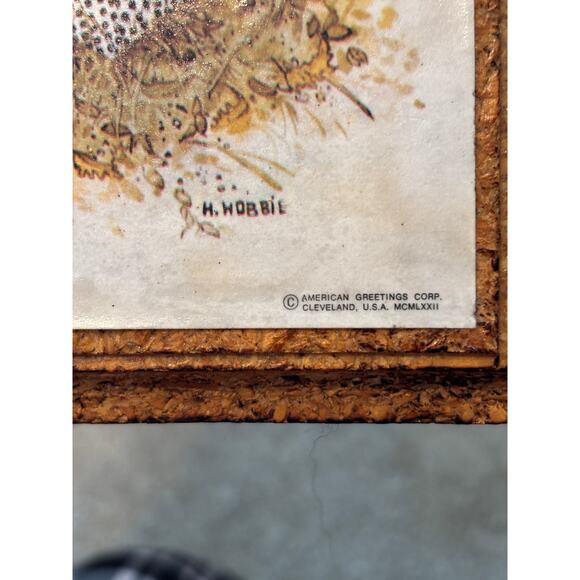 Holly Hobbie 70s Autumn Prairie Girl in Meadow Pressed Corkboard Print Art Decor - Picture 2 of 4